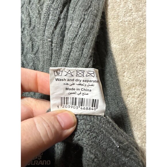 Murano Scarf Wool Blend Cable Knit Men In Dark Gray Charcoal 8 X 64" - Picture 8 of 9